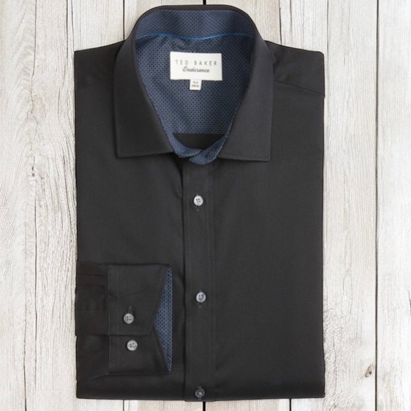 Ted Baker Other - Ted Baker Endurance Men’s Luxury Long Sleeve Black Button Down Shirt 34/35 ~ 17